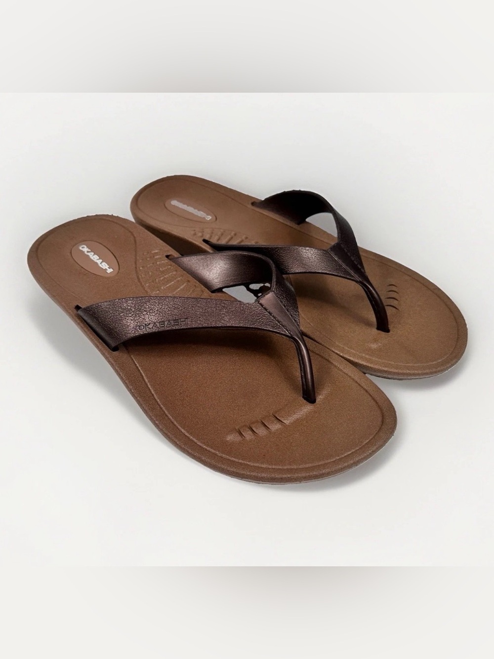Okabashi Comfort Flip Flop Sandals Women's M Brown Orthopedic Beach Casual USA